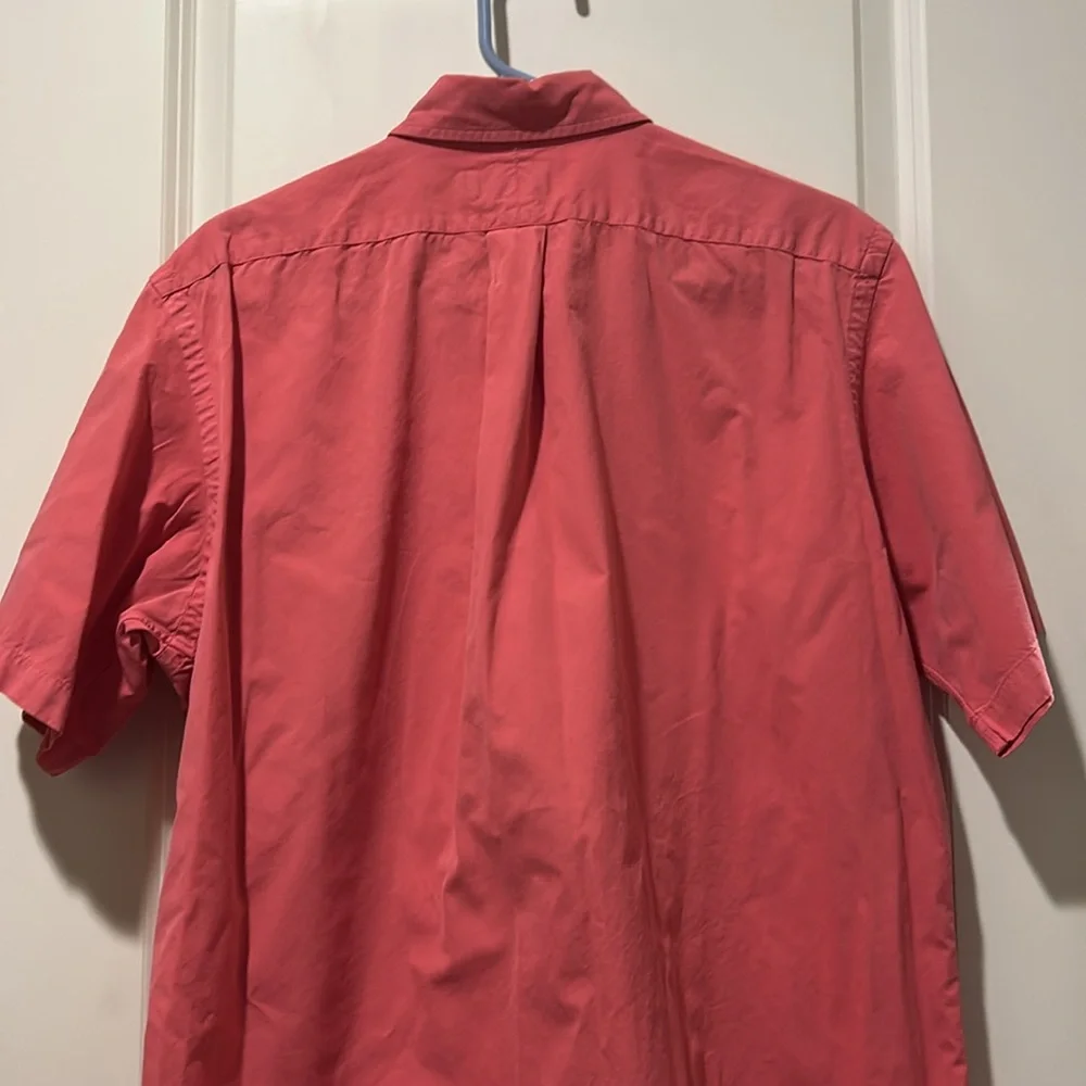 Ralph Lauren mens Classic Fit Button Down Short Sleeve Shirt size L coral pink